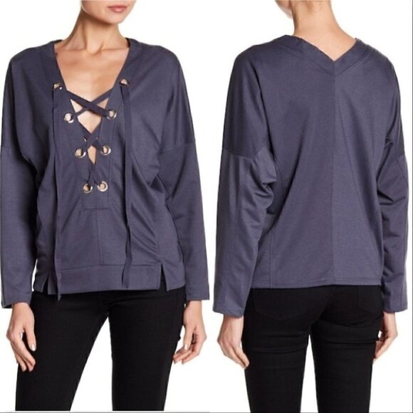 CAUSAL LACE UP TOP - Picture 1 of 3